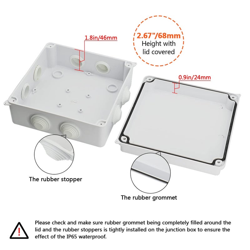 LeMotech ABS Plastic Dustproof Waterproof IP65 Junction Box Universal Electrical Project Enclosure White 5.9 x 5.9 x 2.8 inch (150 x 150 x 70 mm) - Image 4